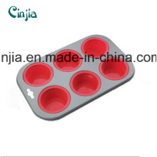 Silicone /Carbon Steel Molds Cake Pops, Silicone Bakeware 6 Cup Muffin Pan